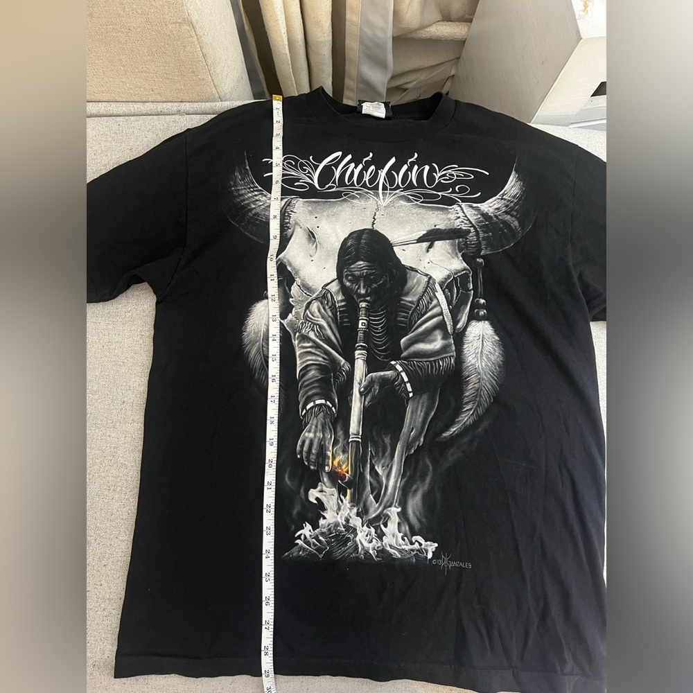 David Gonzales Men's Chiefin Native American Indian DGA Art T Shirt- size L - Picture 5 of 6